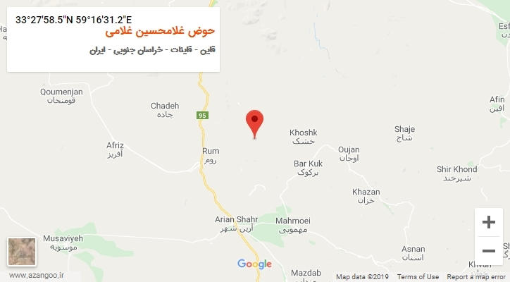 روستای حوض غلامحسین غلامی بر روی نقشه