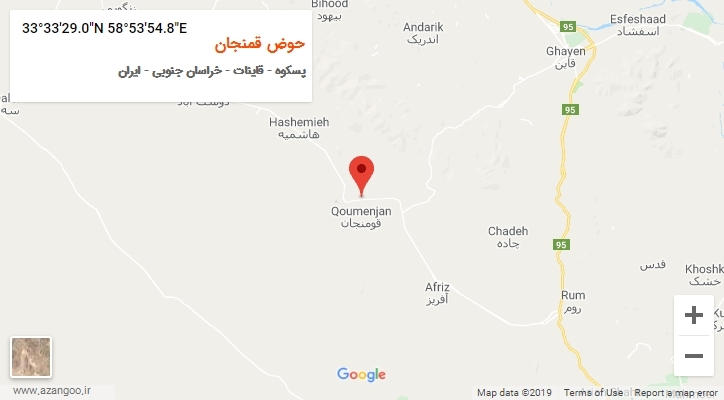 روستای حوض قمنجان بر روی نقشه