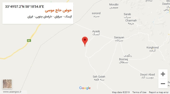 روستای حوض حاج موسی بر روی نقشه