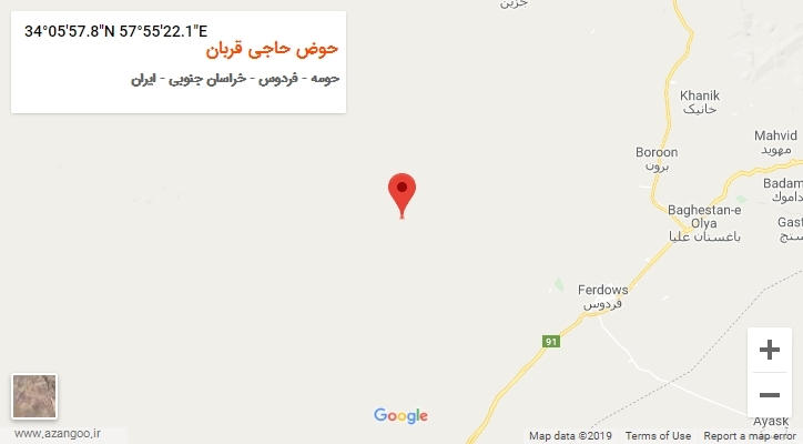 روستای حوض حاجی قربان بر روی نقشه
