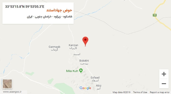 روستای حوض جهاداستند بر روی نقشه