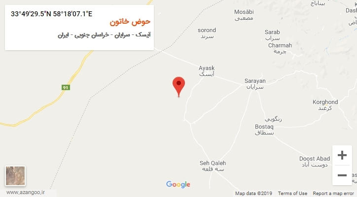 روستای حوض خاتون بر روی نقشه