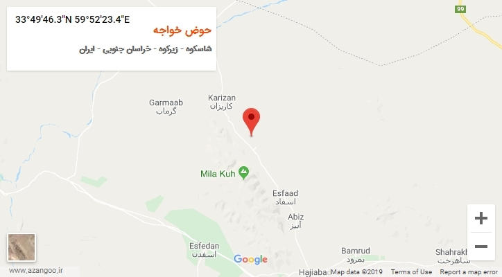 روستای حوض خواجه بر روی نقشه