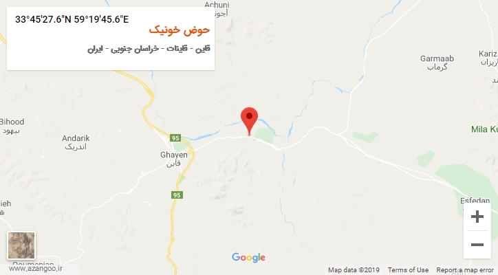 روستای حوض خونیک بر روی نقشه