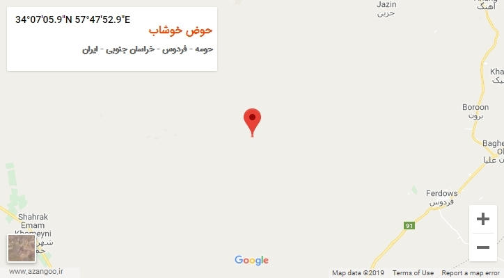 روستای حوض خوشاب بر روی نقشه