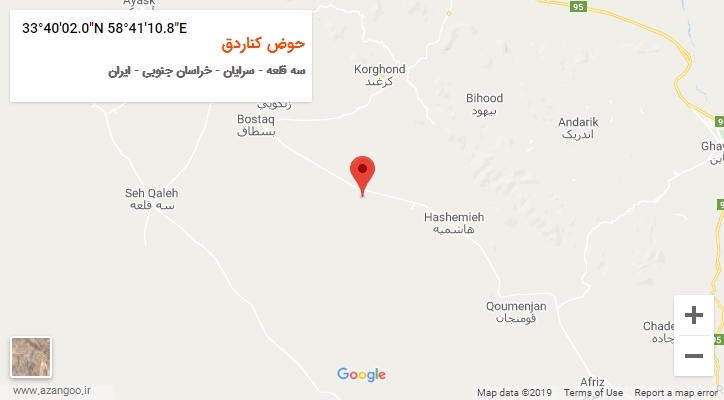 روستای حوض کناردق بر روی نقشه