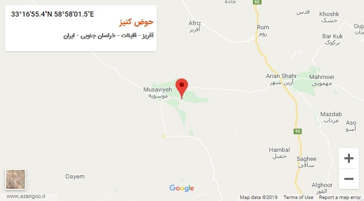 روستای حوض کنیز بر روی نقشه