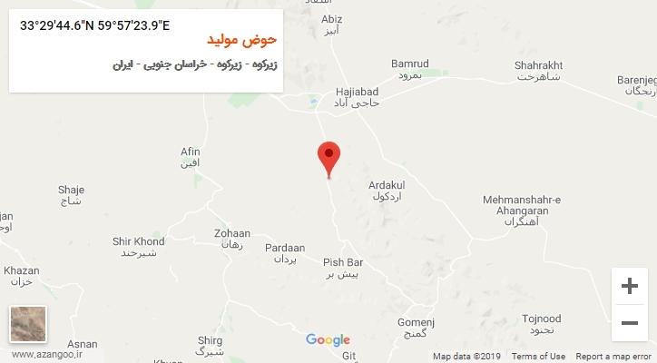 روستای حوض مولید بر روی نقشه