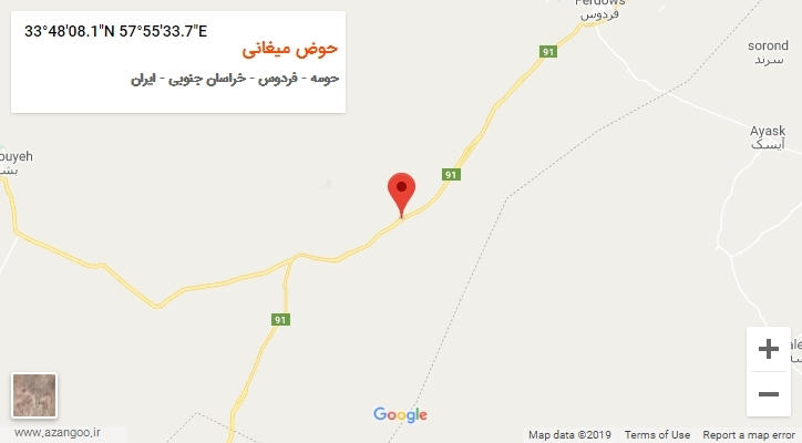 روستای حوض میغانی بر روی نقشه
