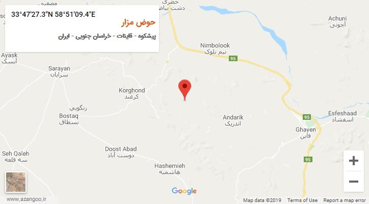 روستای حوض مزار بر روی نقشه