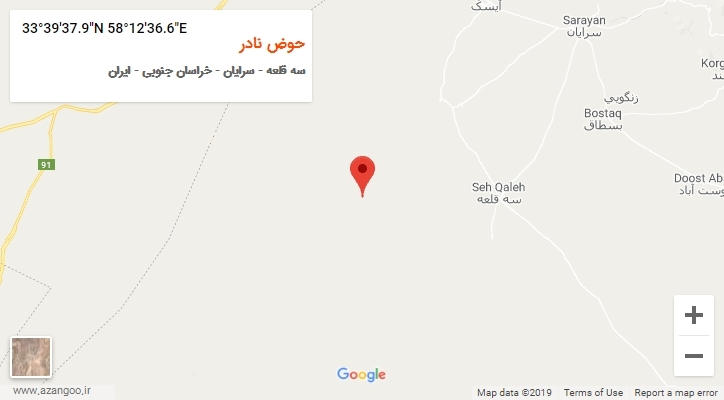 روستای حوض نادر بر روی نقشه