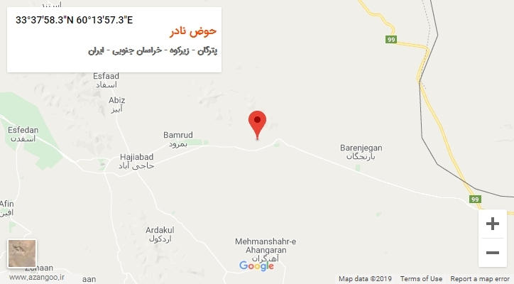 روستای حوض نادر بر روی نقشه