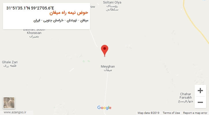 روستای حوض نیمه راه میغان بر روی نقشه