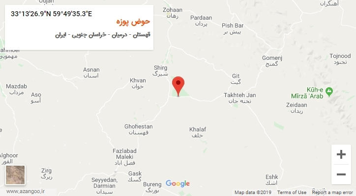 روستای حوض پوزه بر روی نقشه