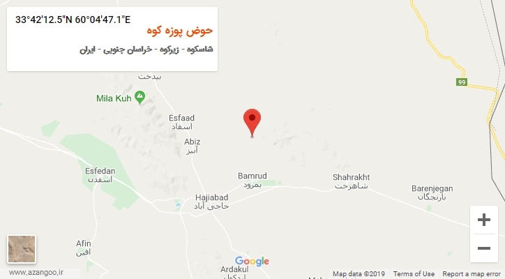 روستای حوض پوزه کوه بر روی نقشه