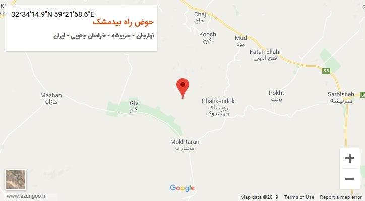 روستای حوض راه بیدمشک بر روی نقشه