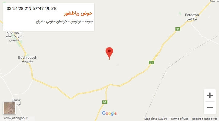 روستای حوض رباطشور بر روی نقشه