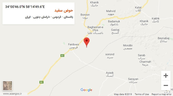 روستای حوض سفید بر روی نقشه