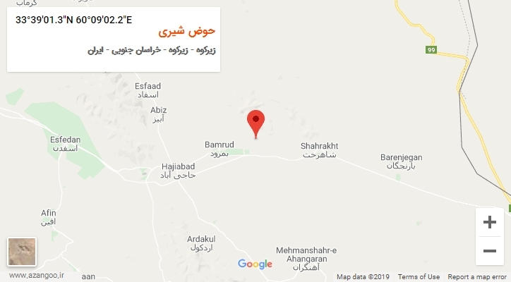 روستای حوض شیری بر روی نقشه