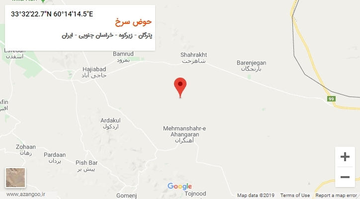 روستای حوض سرخ بر روی نقشه