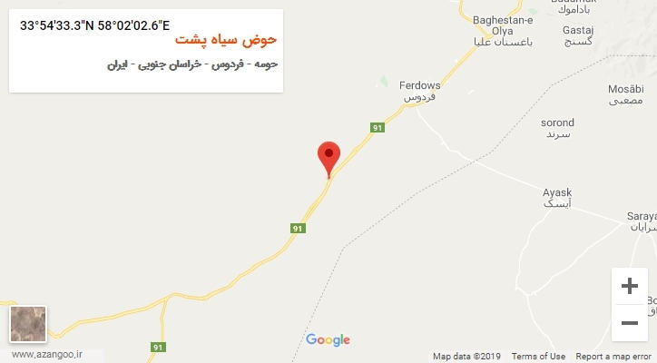 روستای حوض سیاه پشت بر روی نقشه