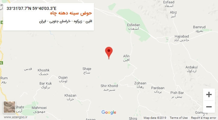 روستای حوض سینه دهنه چاه بر روی نقشه