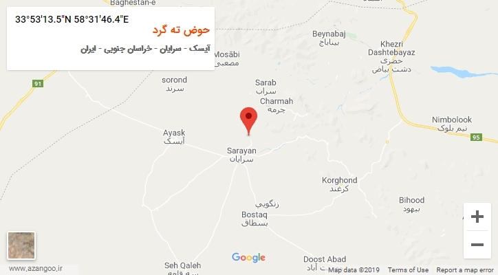 روستای حوض ته گرد بر روی نقشه