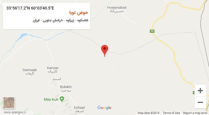 روستای حوض توبا بر روی نقشه