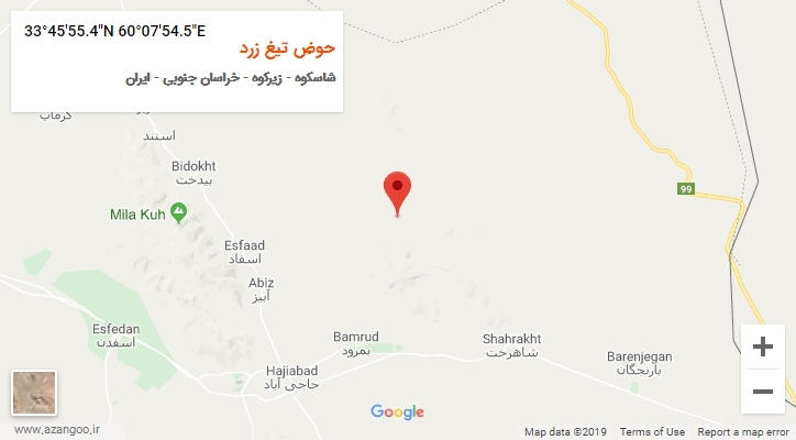 روستای حوض تیغ زرد بر روی نقشه
