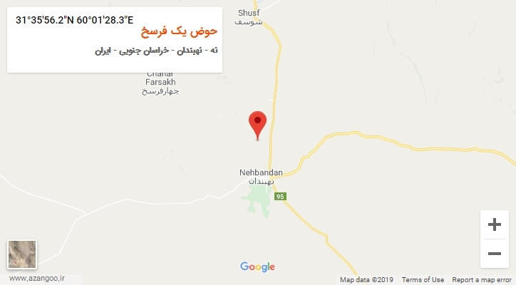 روستای حوض یک فرسخ بر روی نقشه
