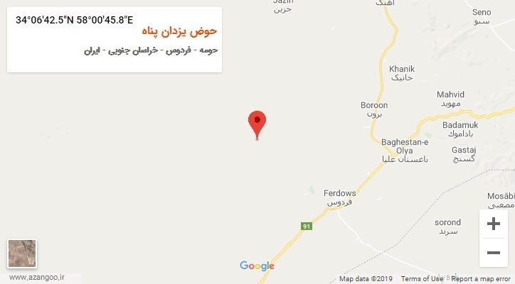 روستای حوض یزدان پناه بر روی نقشه