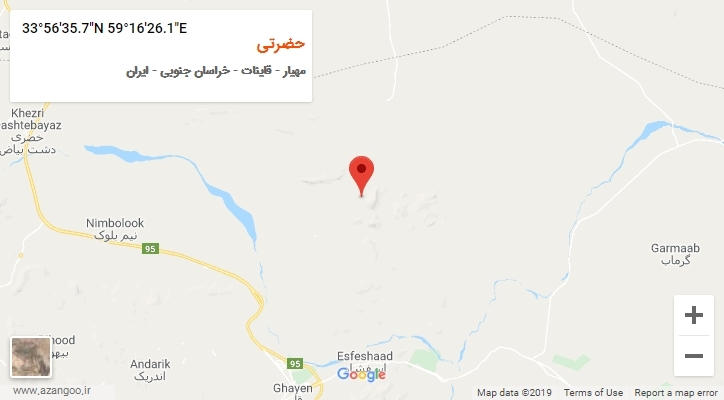 روستای حضرتی بر روی نقشه