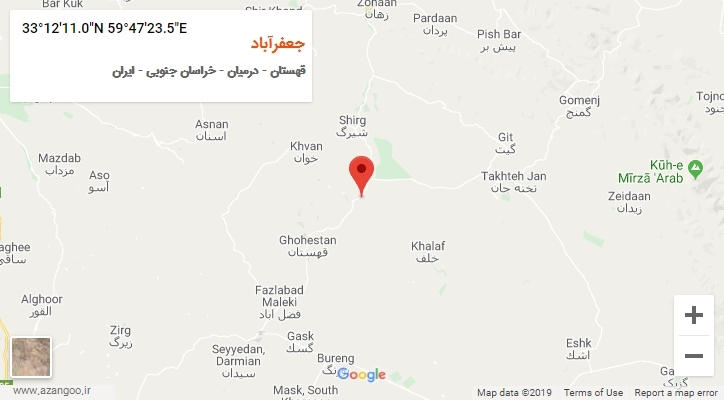 روستای جعفرآباد بر روی نقشه