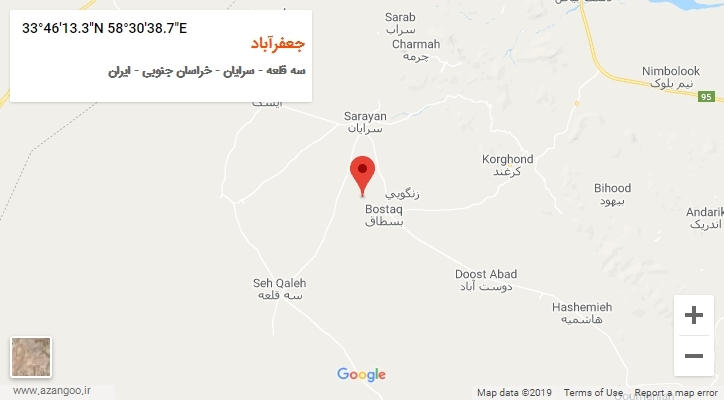 روستای جعفرآباد بر روی نقشه