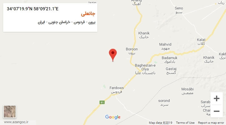 روستای جانعلی بر روی نقشه