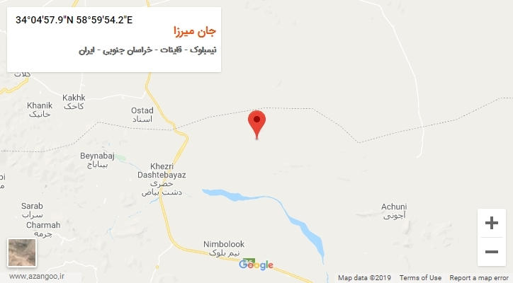 روستای جان میرزا بر روی نقشه