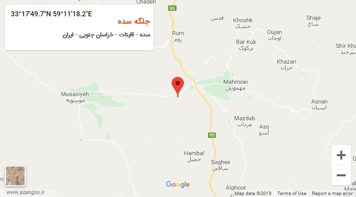 روستای جلگه سده بر روی نقشه