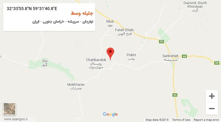 روستای جلیله وسط بر روی نقشه