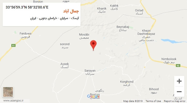 روستای جمال آباد بر روی نقشه