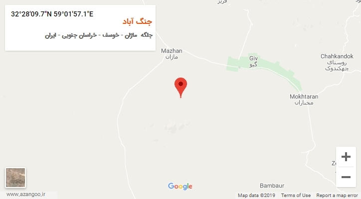 روستای جنگ آباد بر روی نقشه