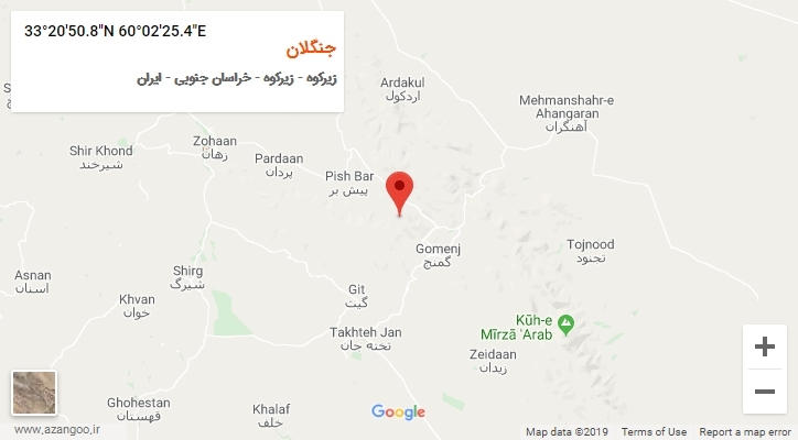 روستای جنگلان بر روی نقشه