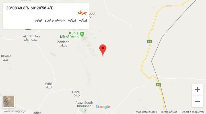 روستای جرف بر روی نقشه