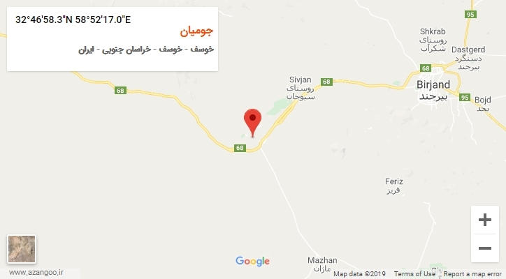 روستای جومیان بر روی نقشه