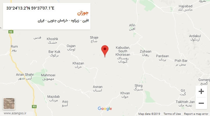 روستای جوزان بر روی نقشه