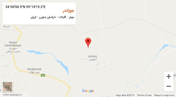 روستای جوزاندر بر روی نقشه