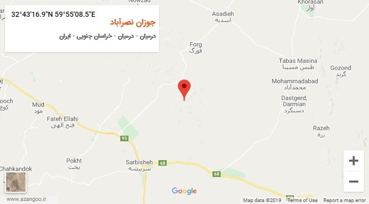 روستای جوزان نصرآباد بر روی نقشه
