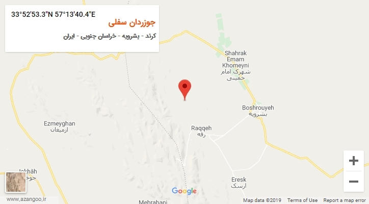 روستای جوزردان سفلی بر روی نقشه