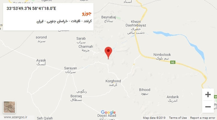 روستای جوزو بر روی نقشه
