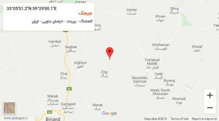 روستای جیجک بر روی نقشه