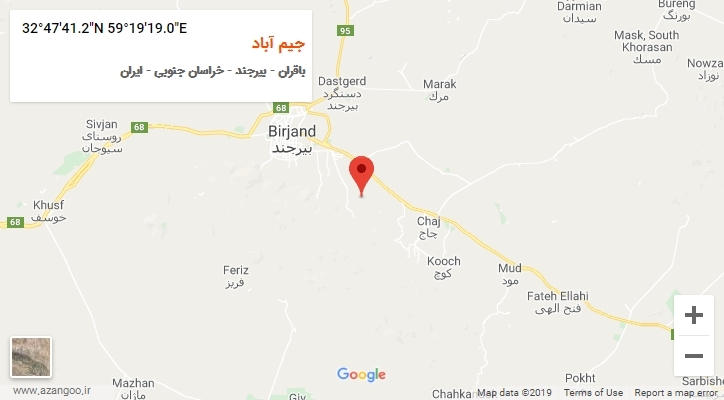روستای جیم آباد بر روی نقشه